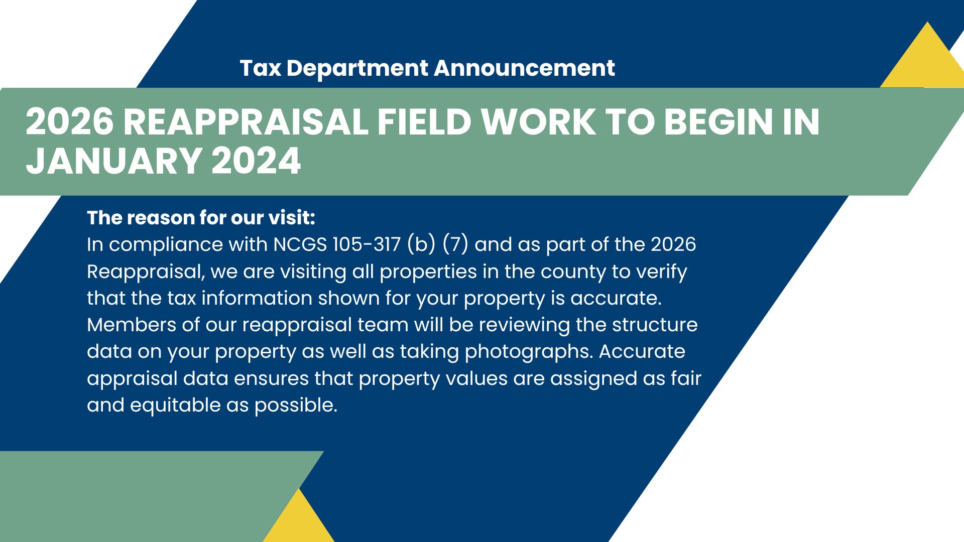 2026 Reappraisal Field Work to Begin in January 2024