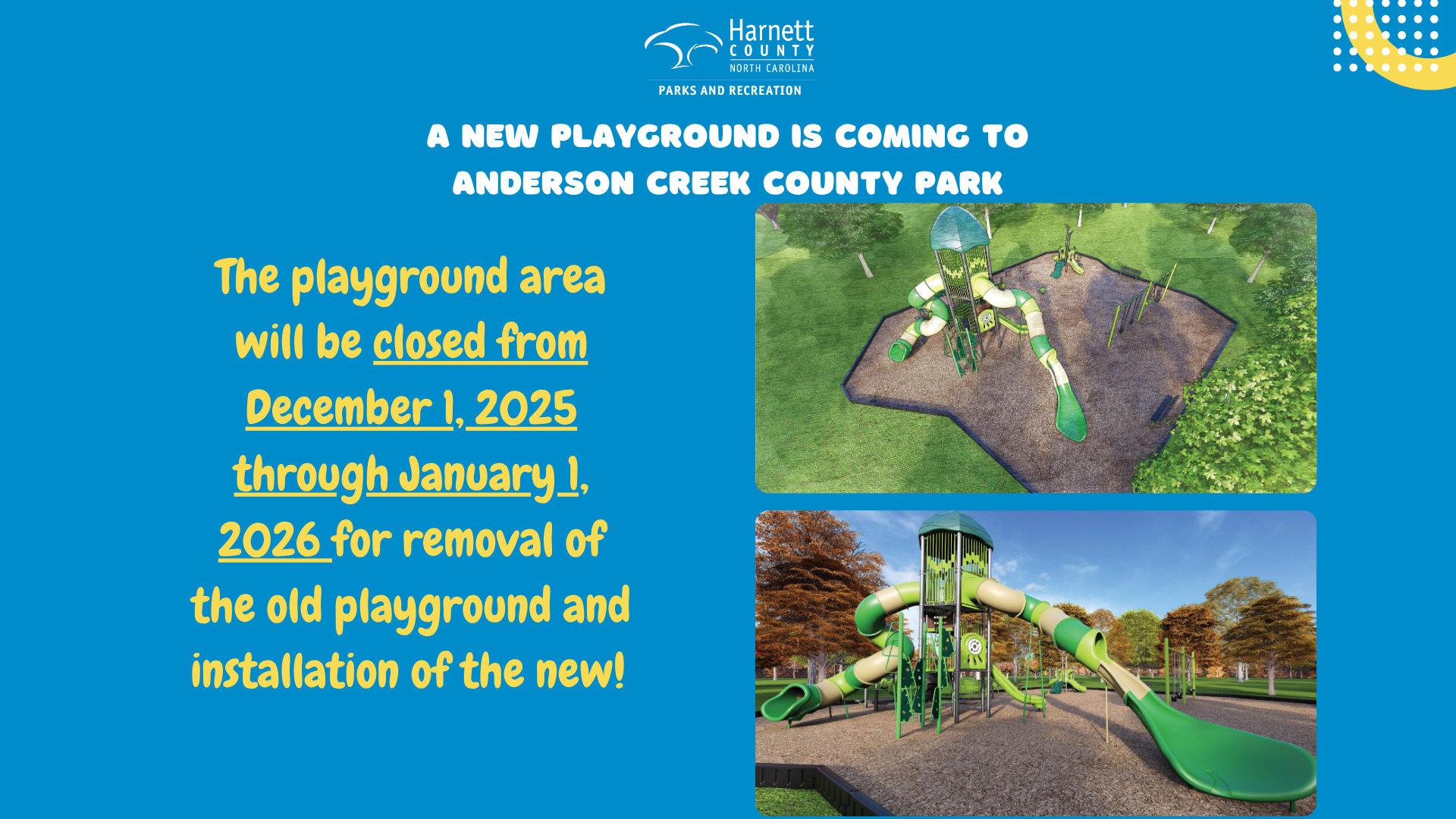 New Playground Coming to Anderson Creek County Park!