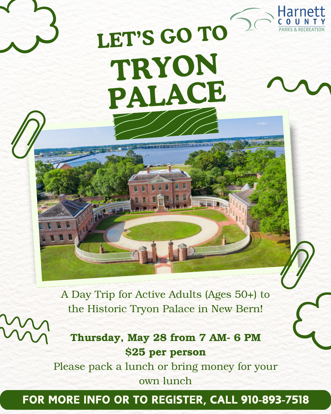 Active Adults Trip to Tryon Palace in New Bern