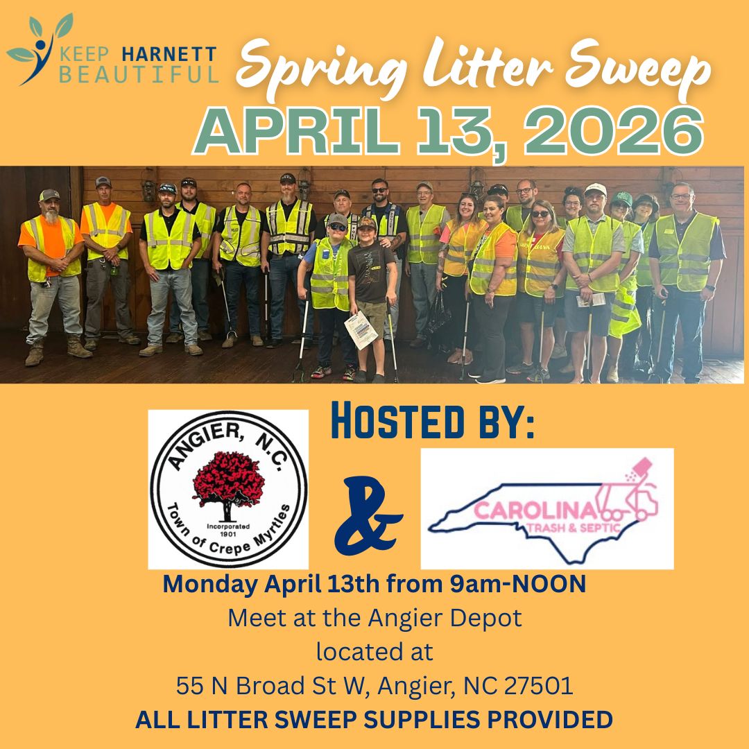 Monday April 13th from 9am-NOON Meet at the Angier Depot  located at  55 N Broad St W