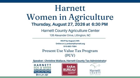 Women in Agriculture Meeting Scheduled for August 27, 2026 at the Harnett Ag Center at 6:30pm